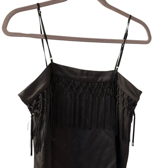 CAMI NYC 100% Silk Black Camisole Tank with Tassels Size S - Picture 3 of 8